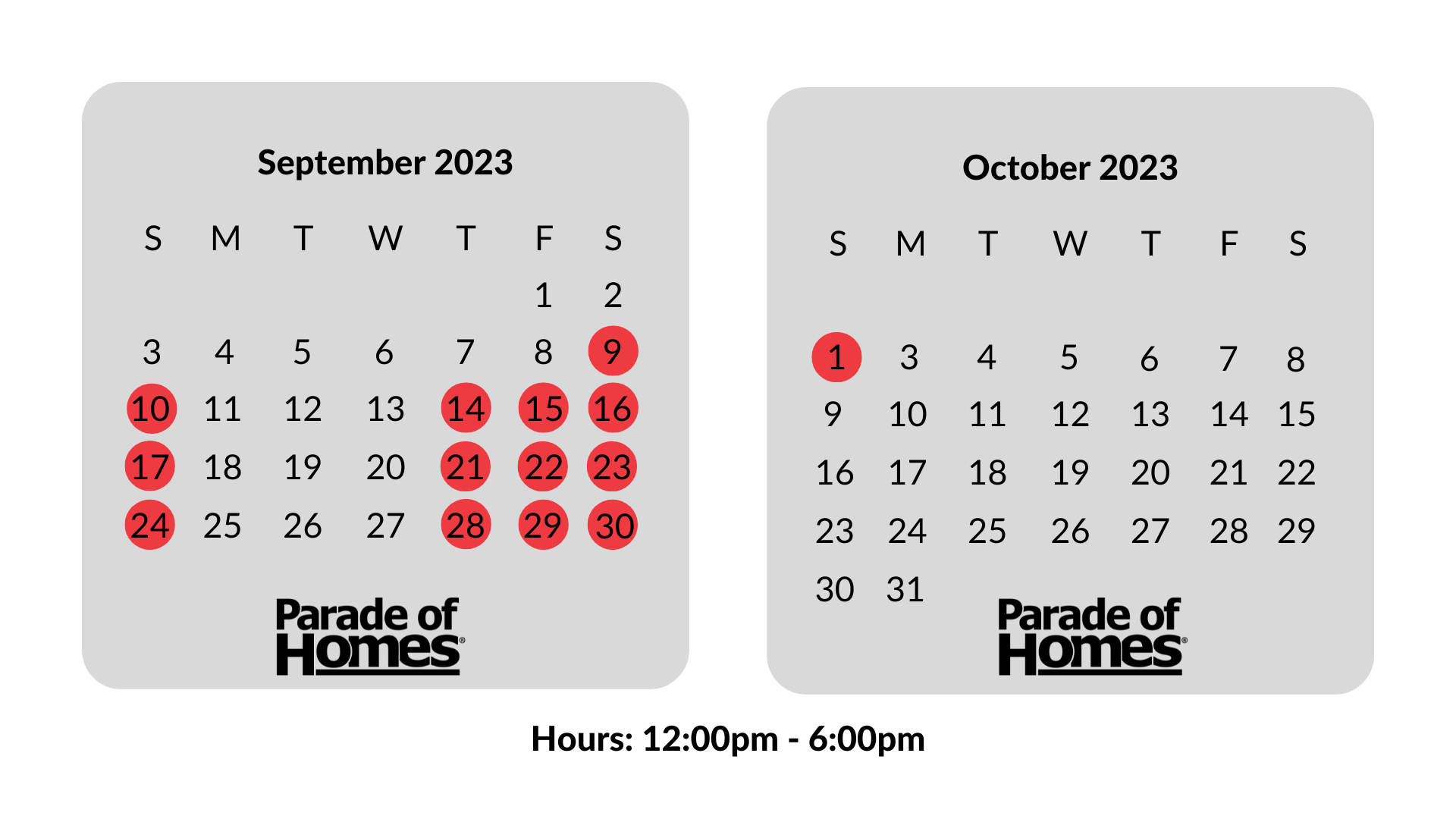 Parade of Homes Calendar